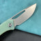 KUBEY KU331 Thalia Front Flipper EDC Pocket Folding Knife Jade G10 Handle 3.27" Bead Blasted D2