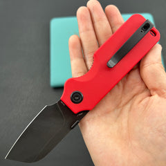 KU knife KU407D Boxer Linerlock Black Red Folding Knife