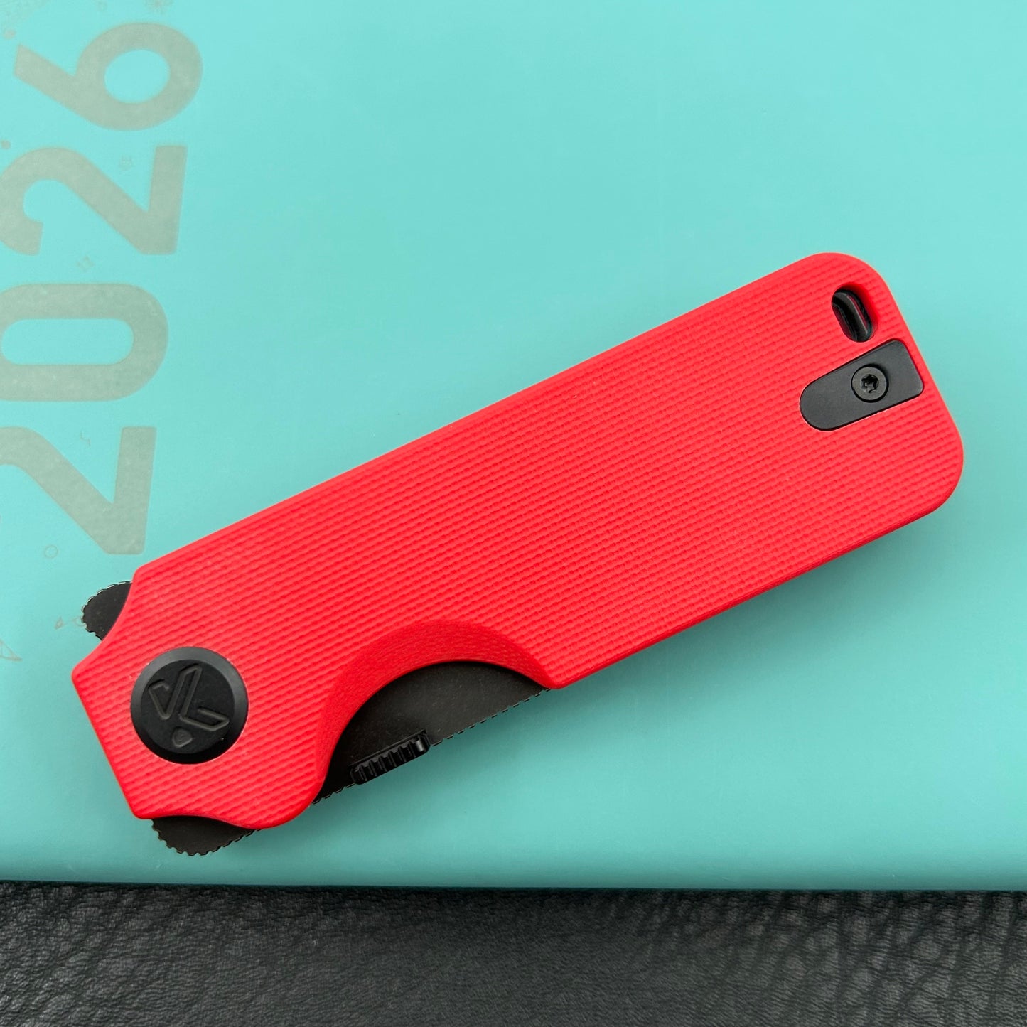 KU knife KU407D Boxer Linerlock Black Red Folding Knife