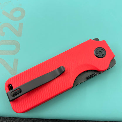 KU knife KU407D Boxer Linerlock Black Red Folding Knife