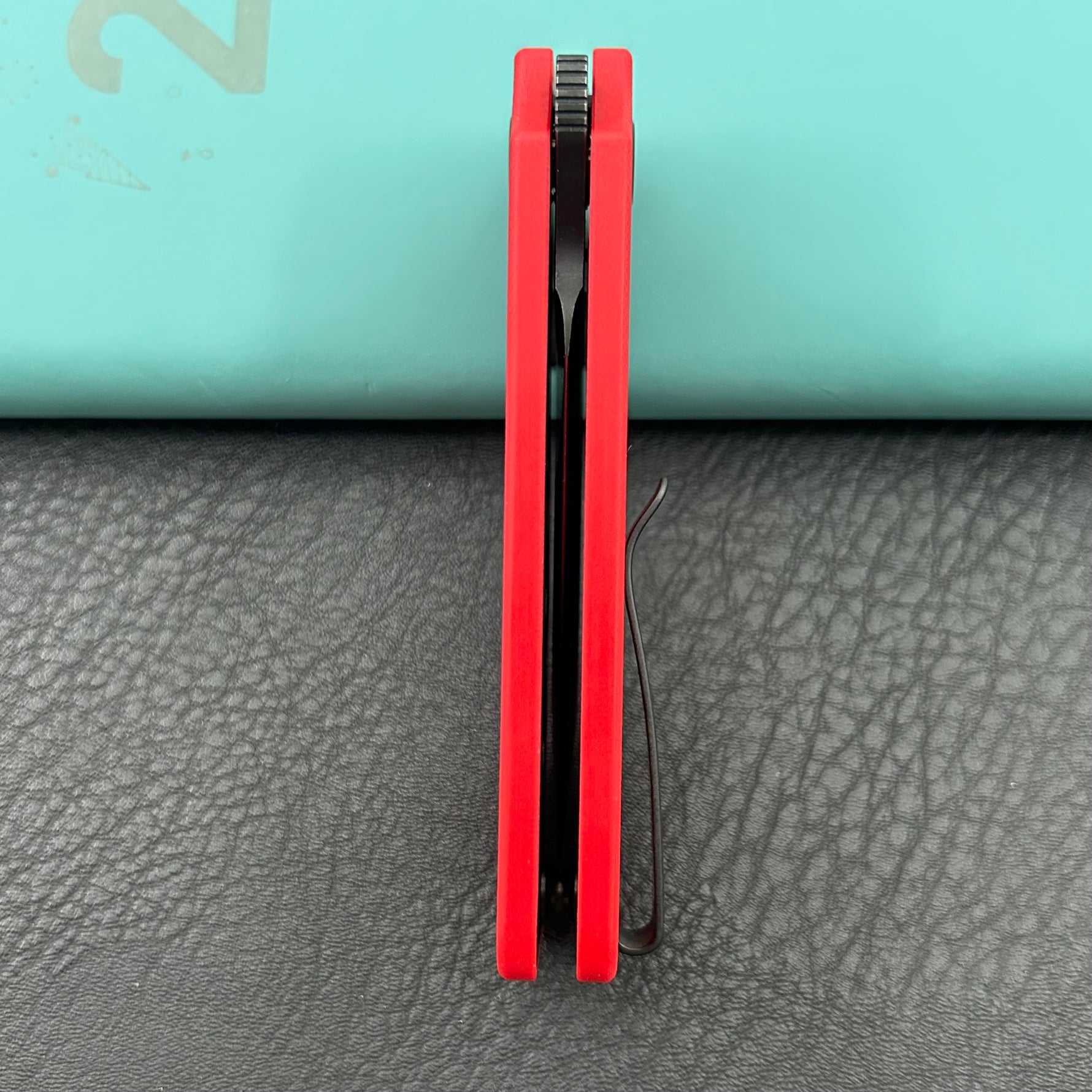 KU knife KU407D Boxer Linerlock Black Red Folding Knife