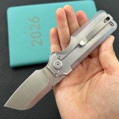 KU knife KU407F Boxer Linerlock Transparent Polycarbonate Folding Knife