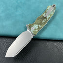 KUBEY KU336J  Creon Small Pocket Knife with Button Lock Camo G10 Handle 2.87" Beadblasted AUS-10