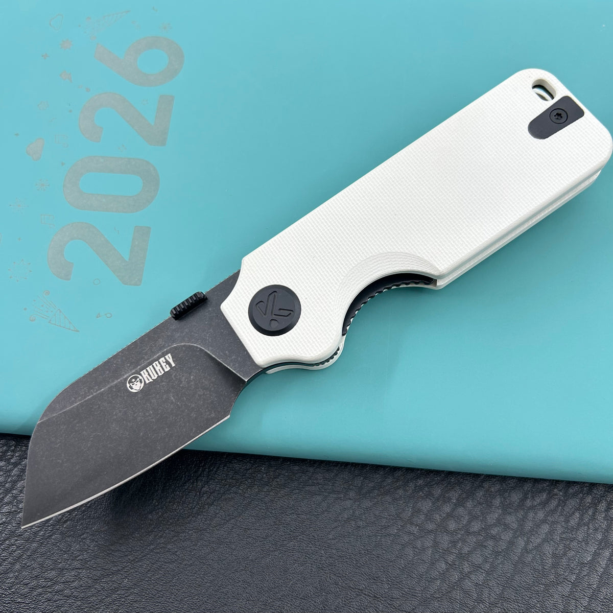 KU knife  KU407E Boxer Linerlock Black White Folding Knife