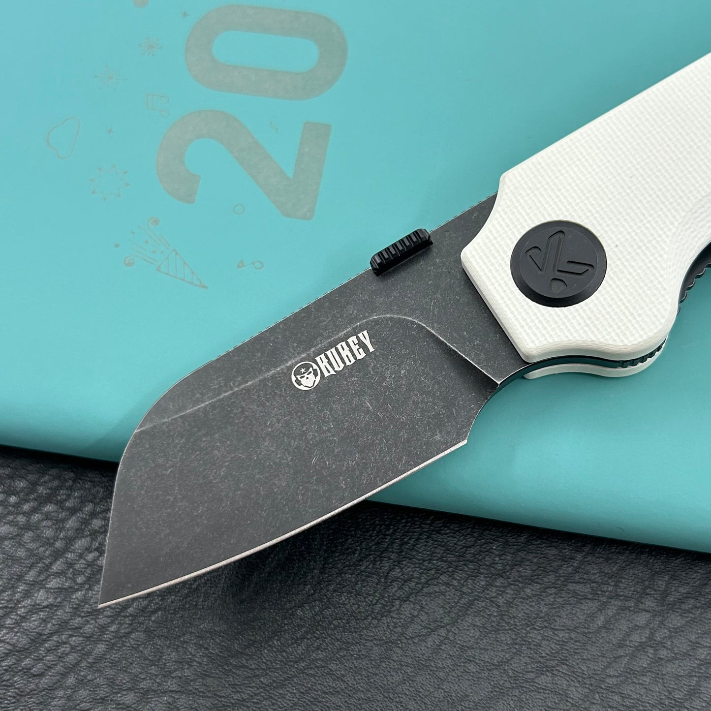 KU knife  KU407E Boxer Linerlock Black White Folding Knife