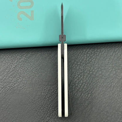KU knife  KU407E Boxer Linerlock Black White Folding Knife