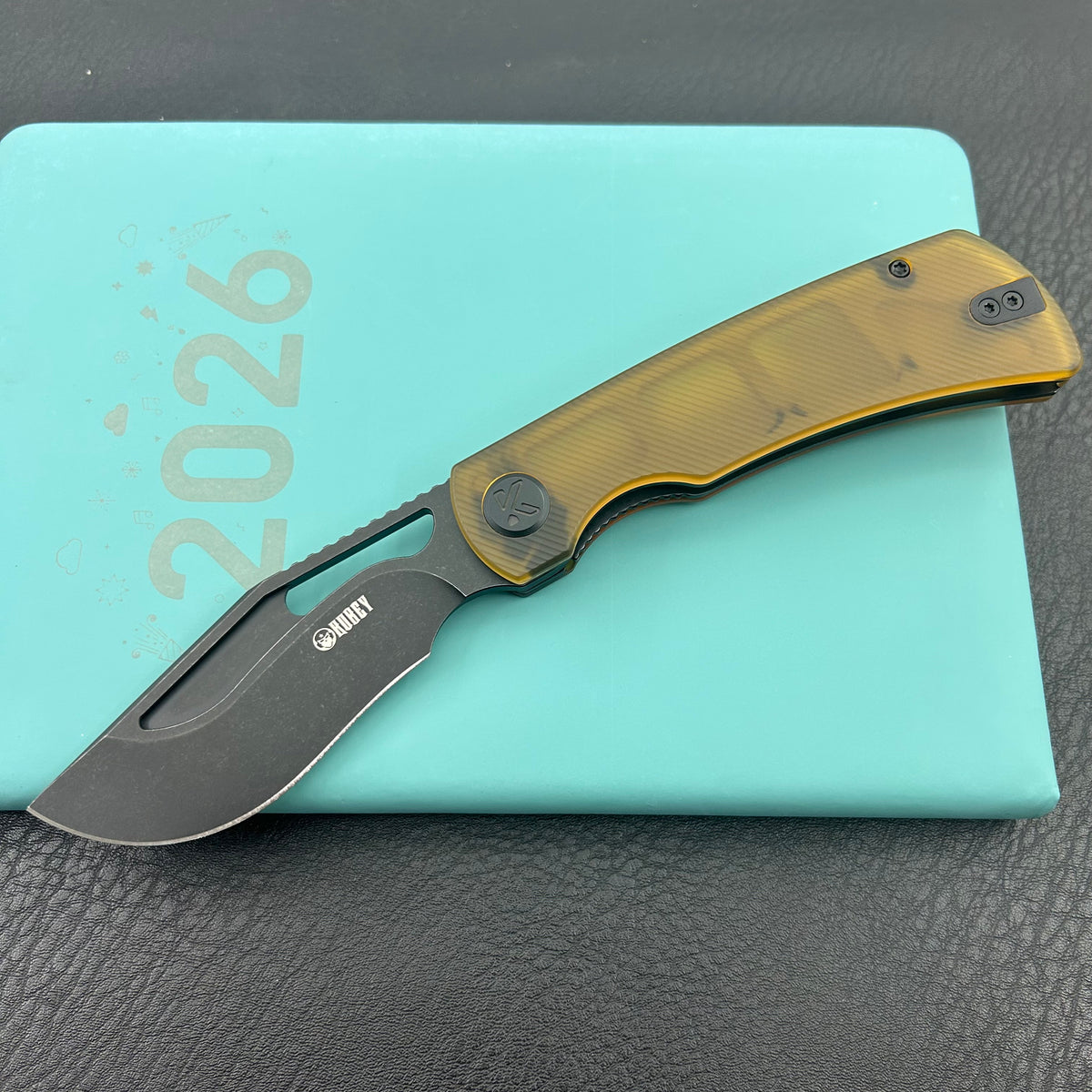 KU knife KU397D Gurkha Linerlock Black Ultem Folding Knife