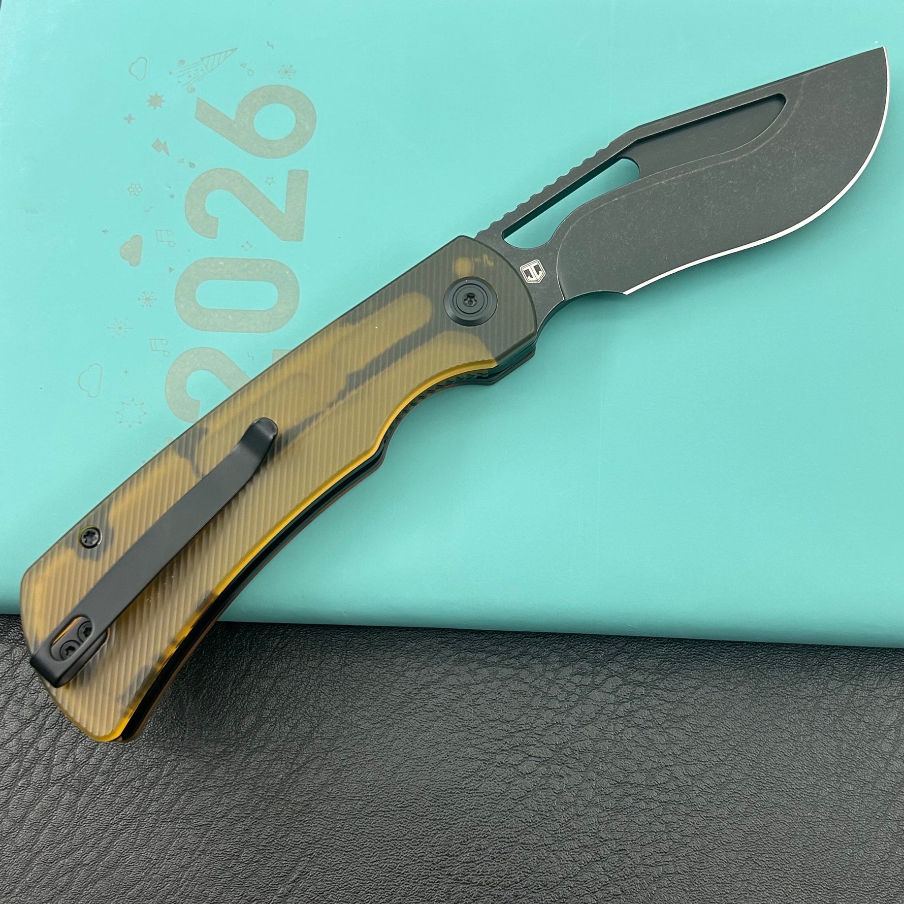 KU knife KU397D Gurkha Linerlock Black Ultem Folding Knife