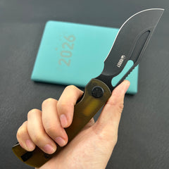 KU knife KU397D Gurkha Linerlock Black Ultem Folding Knife