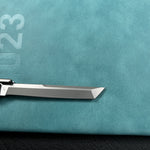 KUBEY KB243C Prism Button Lock CEO Style Folding Knife Flame Titanium Handle 3.54'' Beadblast 14C28N