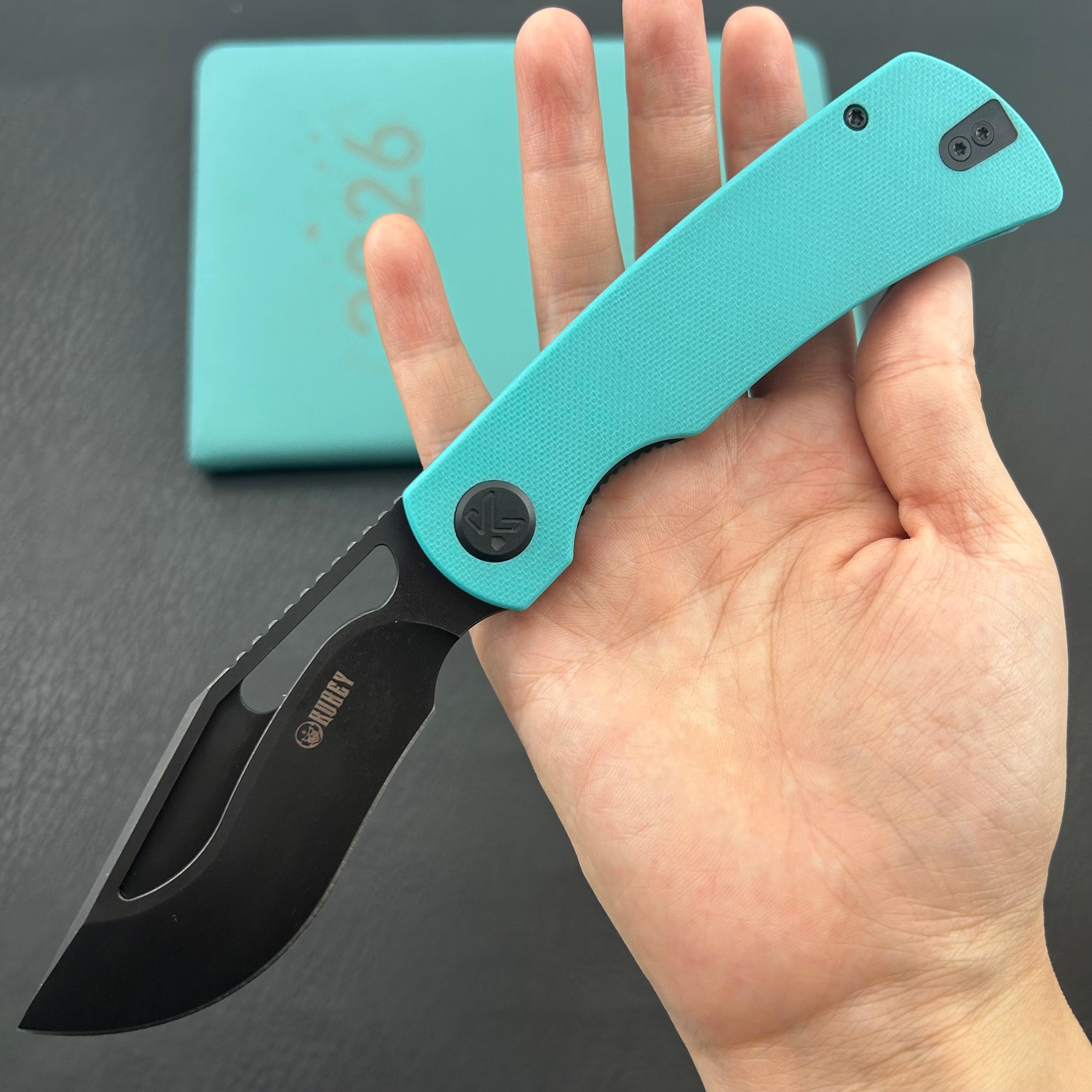 KU knife  KU397F Gurkha Linerlock Tiffany Blue Folding Knife