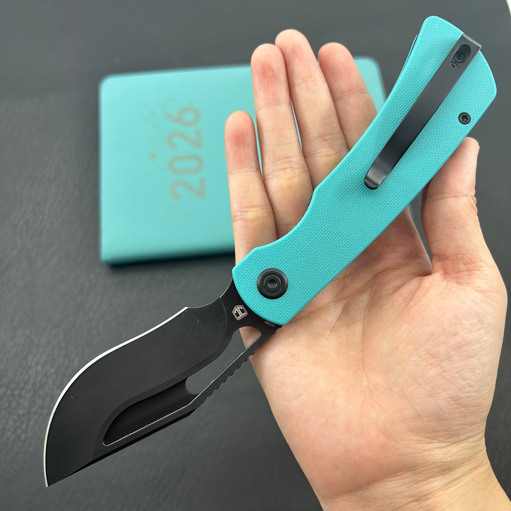 KU knife  KU397F Gurkha Linerlock Tiffany Blue Folding Knife