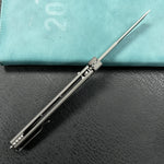 KB KNIVES  KB243A Prism Button Lock CEO Style Folding Knife Silver Grey 6AL4V Titanium Handle 3.54'' Beadblast 14C28N