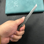 KB KNIVES  KB243A Prism Button Lock CEO Style Folding Knife Silver Grey 6AL4V Titanium Handle 3.54'' Beadblast 14C28N
