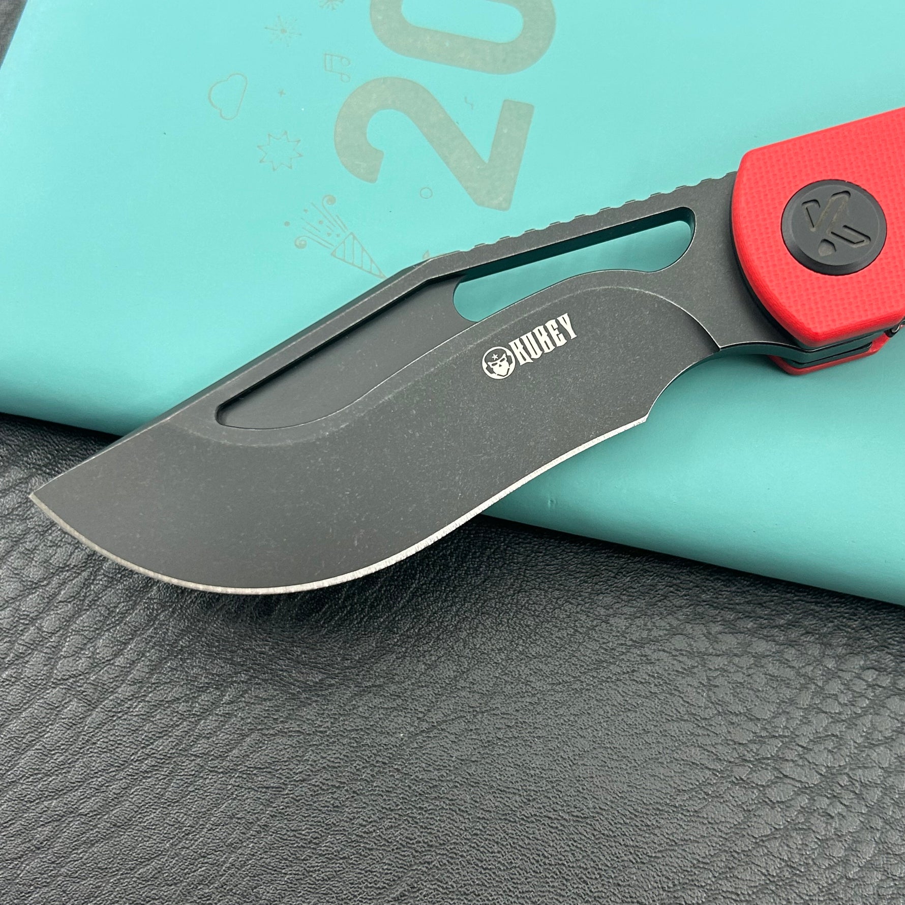 KU knife KU397E Gurkha Linerlock Black Red Folding Knife