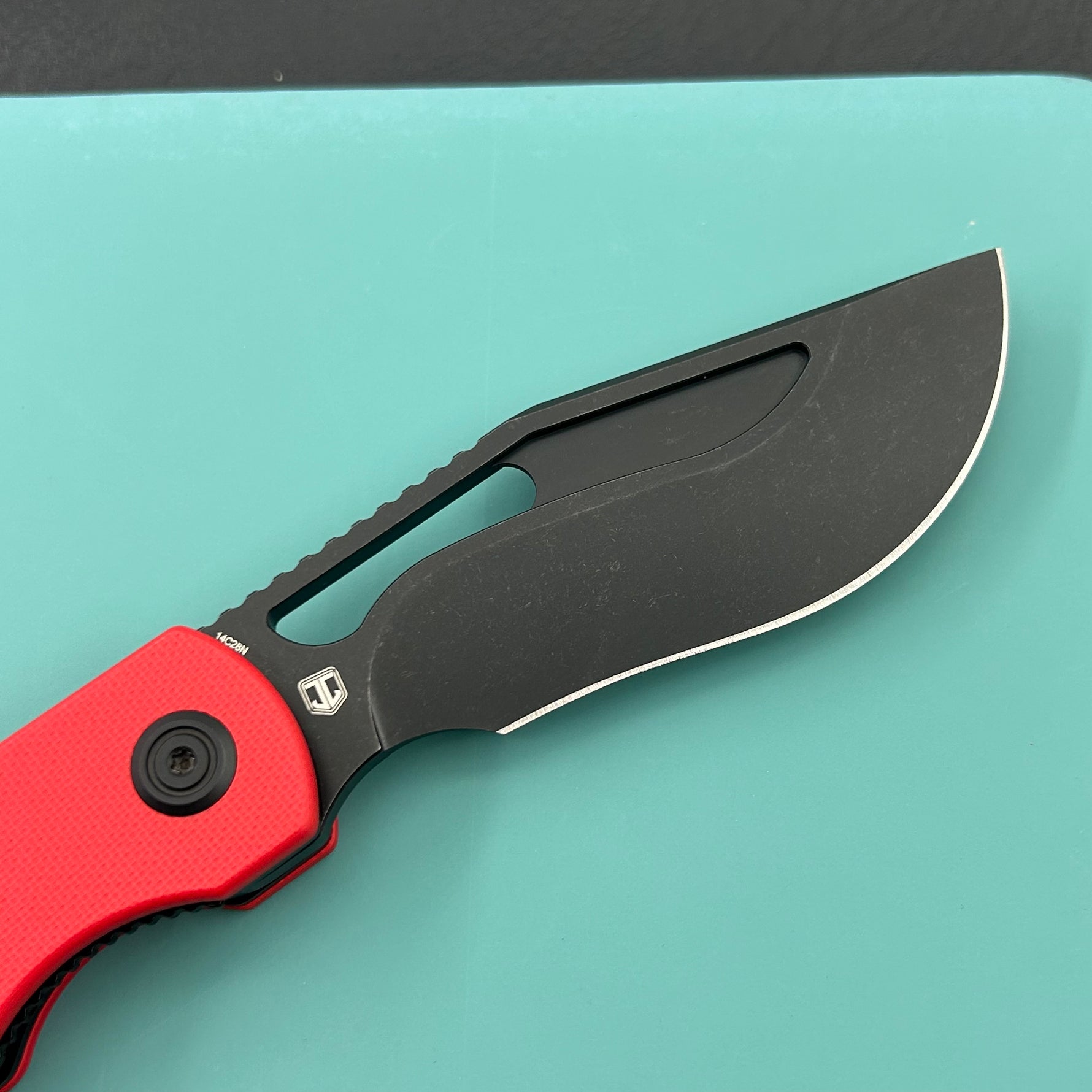 KU knife KU397E Gurkha Linerlock Black Red Folding Knife