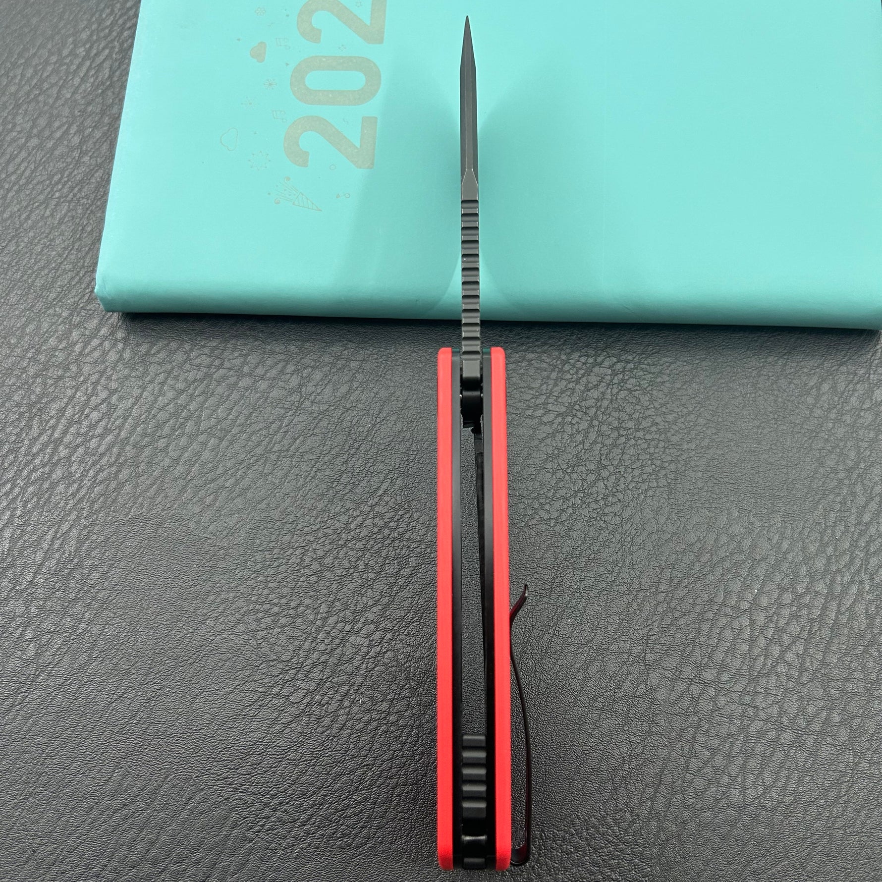KU knife KU397E Gurkha Linerlock Black Red Folding Knife