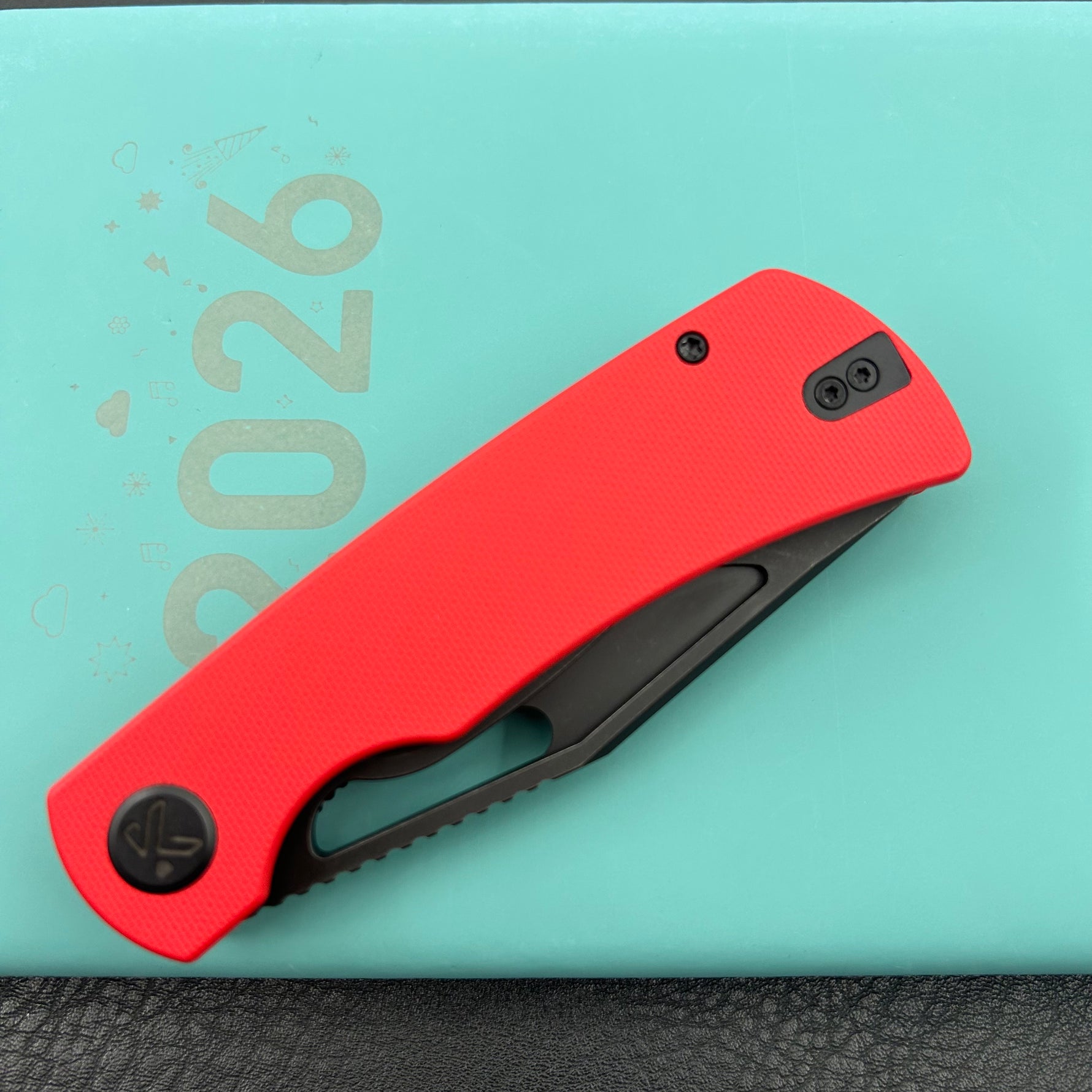 KU knife KU397E Gurkha Linerlock Black Red Folding Knife