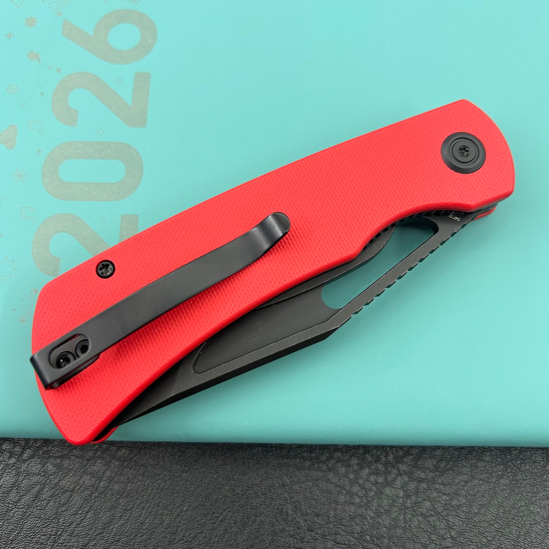 KU knife KU397E Gurkha Linerlock Black Red Folding Knife