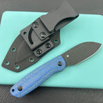KUBEY KU455C Microburst Fixed Blade Knife Blue Micarta Handle 2.95" Beadblast 14C28N Fixed  Knife