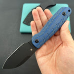 KUBEY KU455C Microburst Fixed Blade Knife Blue Micarta Handle 2.95" Beadblast 14C28N Fixed  Knife