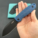 KUBEY KU455C Microburst Fixed Blade Knife Blue Micarta Handle 2.95" Beadblast 14C28N Fixed  Knife