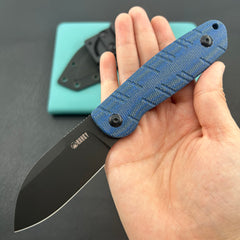 KU knife KU455C Microburst Fixed Blade Knife Blue Micarta Handle 2.95" Beadblast 14C28N Fixed  Knife