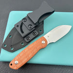 KUBEY KU455B Microburst Fixed Blade Knife Bronze Micarta Handle 2.95" Beadblast 14C28N Fixed  Knife