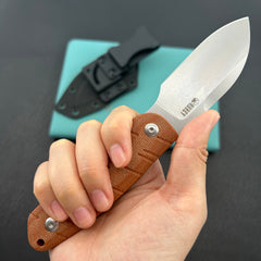 KU knife KU455B Microburst Fixed Blade Knife Bronze Micarta Handle 2.95" Beadblast 14C28N Fixed  Knife