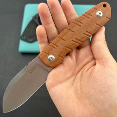 KU knife KU455B Microburst Fixed Blade Knife Bronze Micarta Handle 2.95" Beadblast 14C28N Fixed  Knife