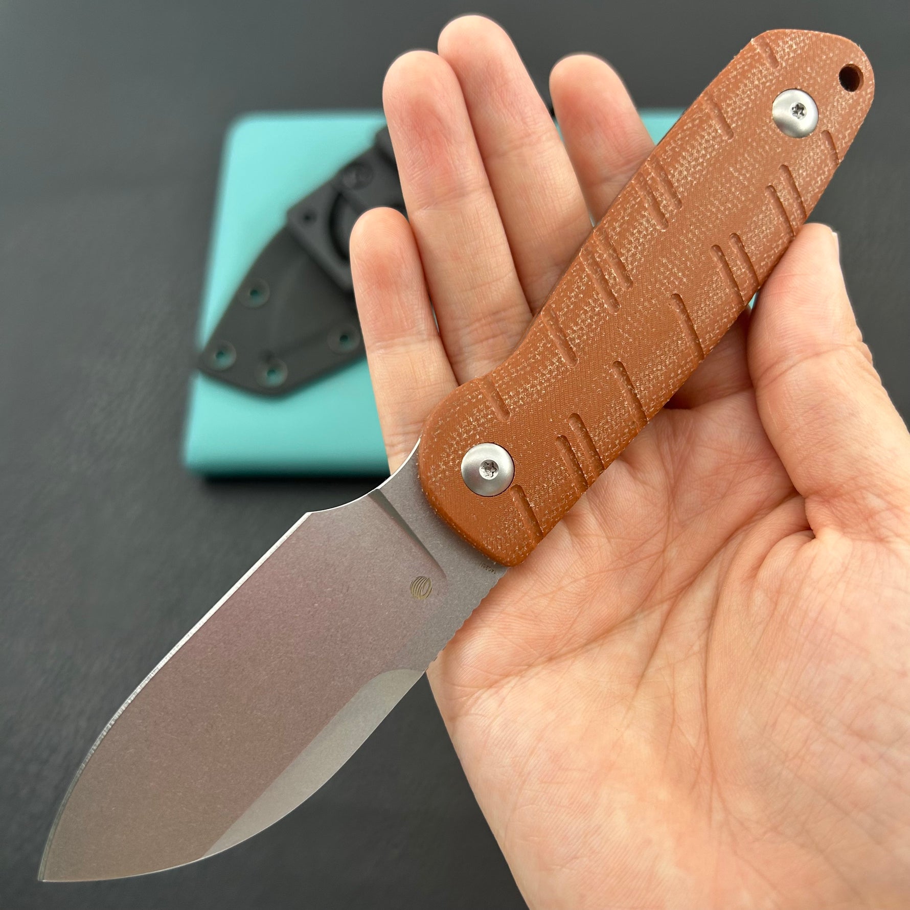 KUBEY KU455B Microburst Fixed Blade Knife Bronze Micarta Handle 2.95" Beadblast 14C28N Fixed  Knife