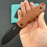 KUBEY KU455D Microburst Fixed Blade Knife Bronze Micarta Handle 2.95" Beadblast 14C28N Fixed  Knife