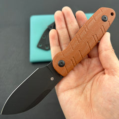 KU knife KU455D Microburst Fixed Blade Knife Bronze Micarta Handle 2.95" Beadblast 14C28N Fixed  Knife