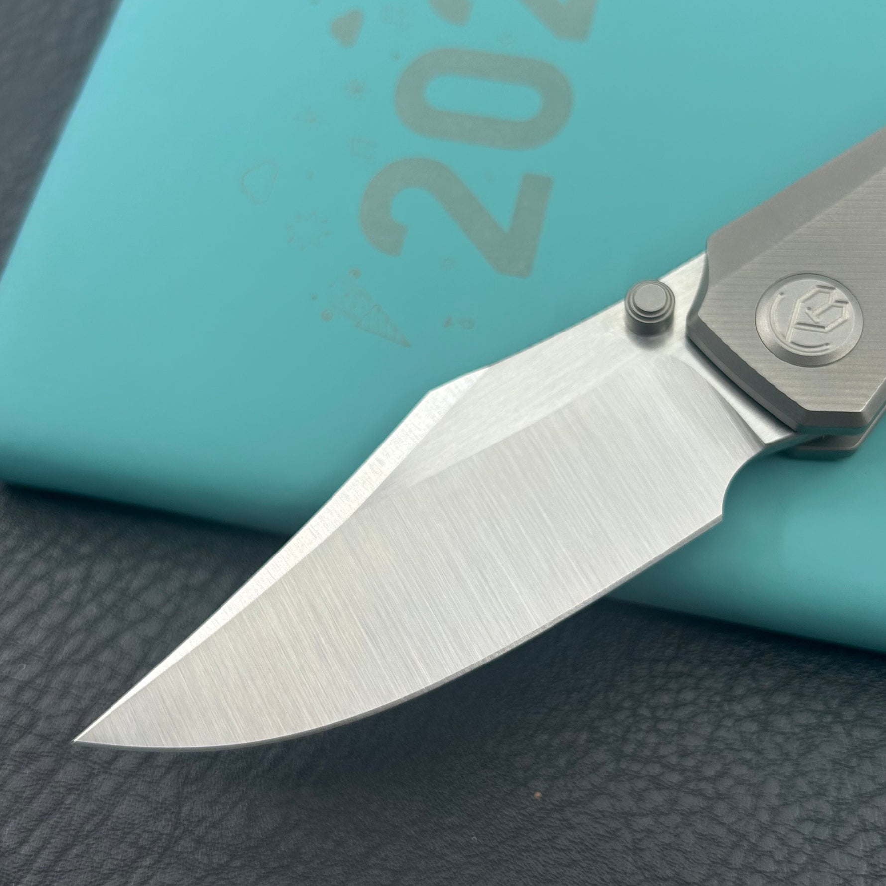 KB KNIVES KB478A Classico Frame Locking Folding Knife Gray Sandblast Titanium Handle 3.38" Belt Satin M390  Folding Knife