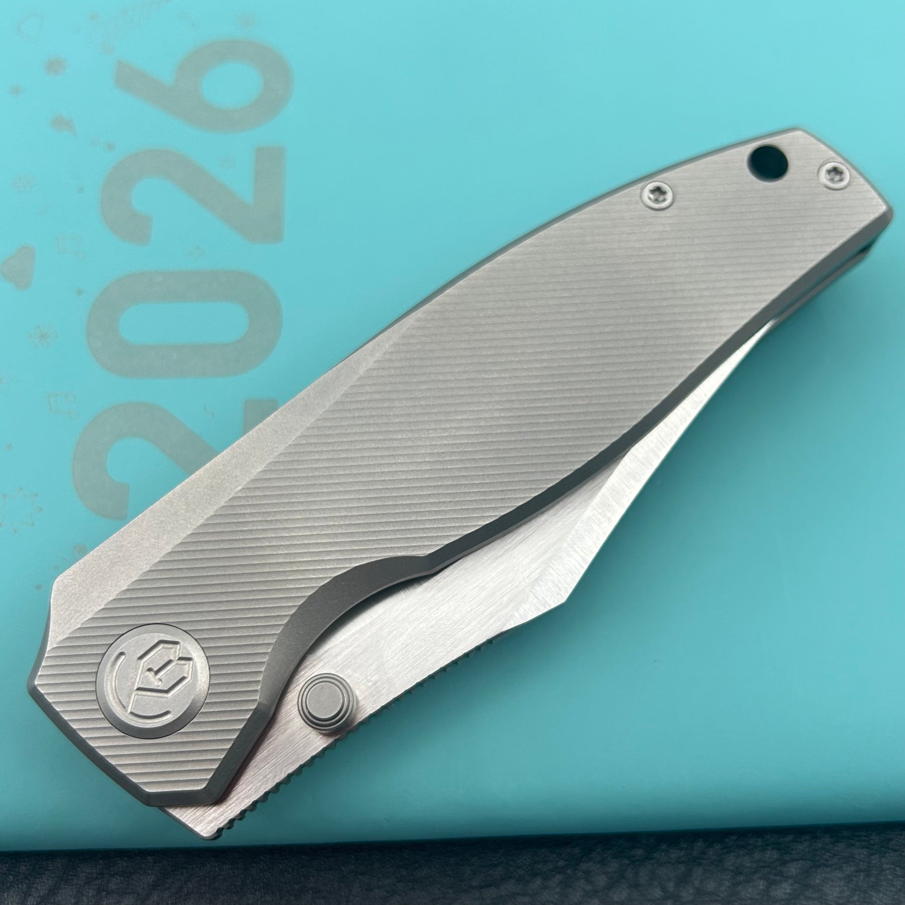 KB KNIVES KB478A Classico Frame Locking Folding Knife Gray Sandblast Titanium Handle 3.38" Belt Satin M390  Folding Knife