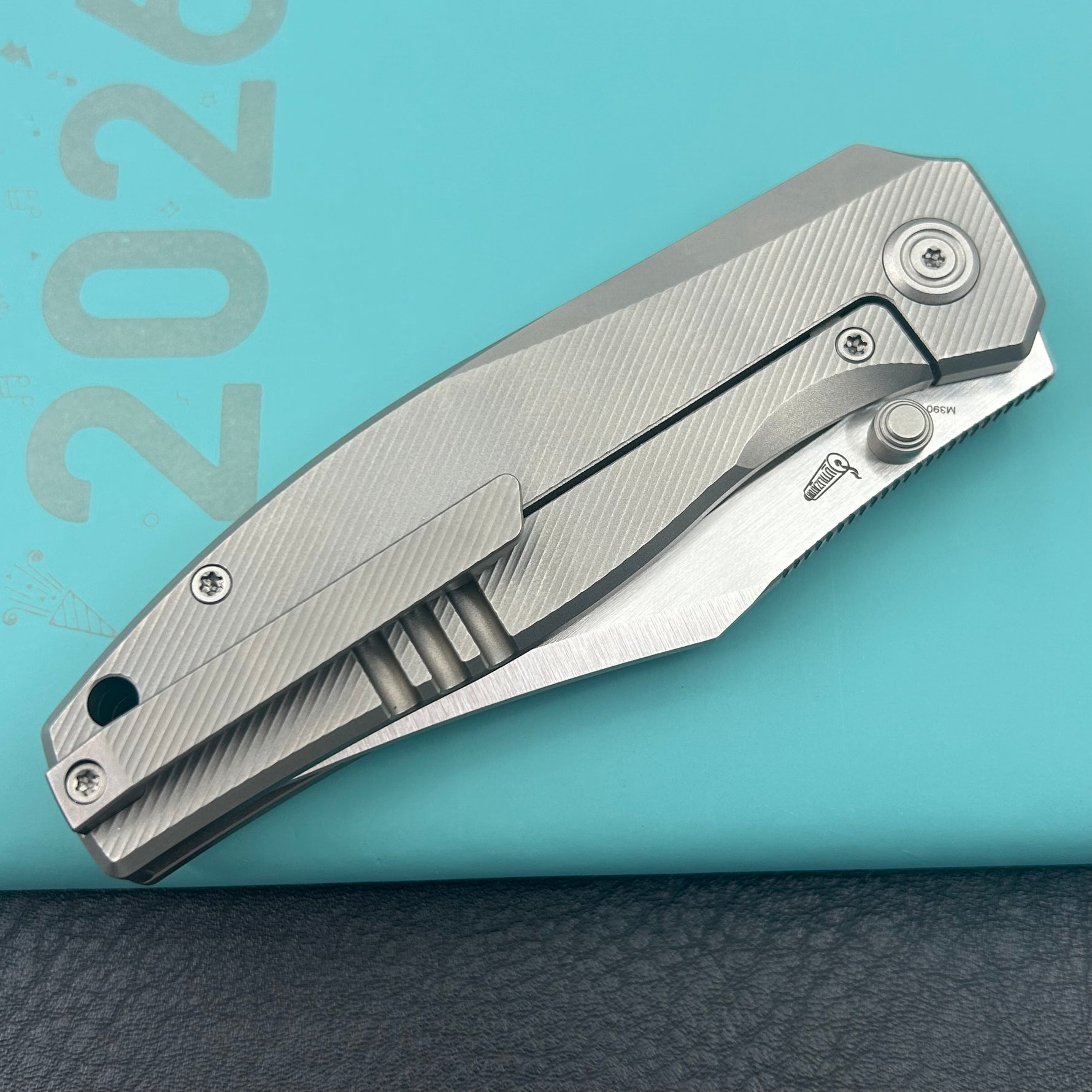 KB KNIVES KB478A Classico Frame Locking Folding Knife Gray Sandblast Titanium Handle 3.38" Belt Satin M390  Folding Knife