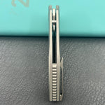 KB KNIVES KB478A Classico Frame Locking Folding Knife Gray Sandblast Titanium Handle 3.38" Belt Satin M390  Folding Knife