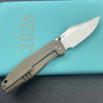 KB KNIVES KB478C Classico Frame Locking Folding Knife Bronze Titanium Handle 3.38" Belt Satin M390  Folding Knife