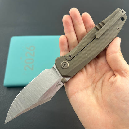 KB KNIVES KB478C Classico Frame Locking Folding Knife Bronze Titanium Handle 3.38" Belt Satin M390  Folding Knife