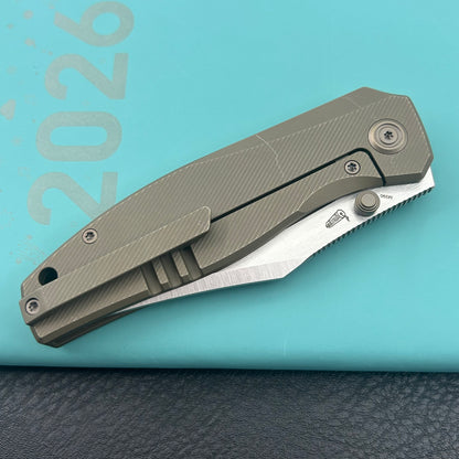 KB KNIVES KB478C Classico Frame Locking Folding Knife Bronze Titanium Handle 3.38" Belt Satin M390  Folding Knife
