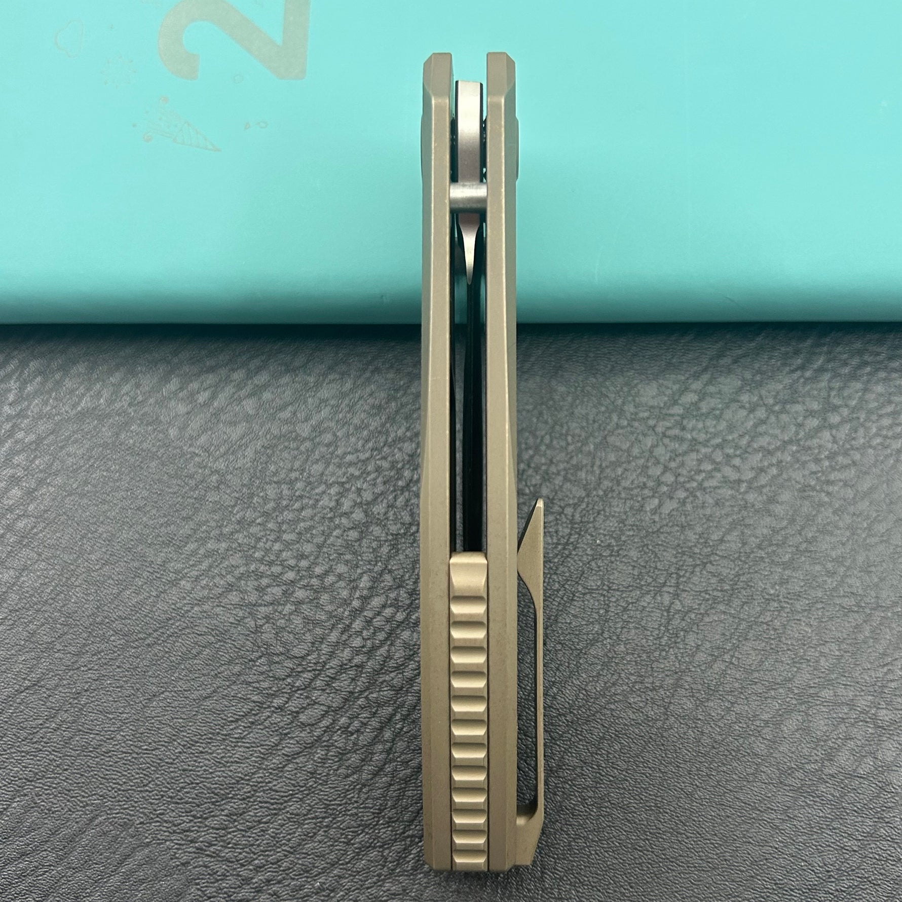 KB KNIVES KB478C Classico Frame Locking Folding Knife Bronze Titanium Handle 3.38" Belt Satin M390  Folding Knife