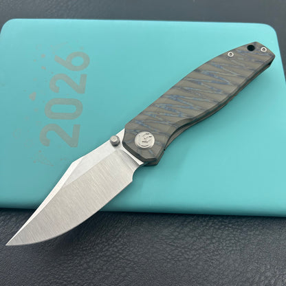 KB KNIVES KB478B Classico Frame Locking Folding Knife Flamed Titanium Handle 3.38" Belt Satin M390  Folding Knife