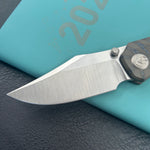 KB KNIVES KB478B Classico Frame Locking Folding Knife Flamed Titanium Handle 3.38" Belt Satin M390  Folding Knife