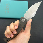 KB KNIVES KB478B Classico Frame Locking Folding Knife Flamed Titanium Handle 3.38" Belt Satin M390  Folding Knife