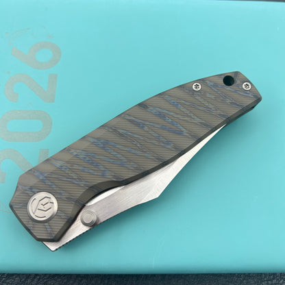 KB KNIVES KB478B Classico Frame Locking Folding Knife Flamed Titanium Handle 3.38" Belt Satin M390  Folding Knife