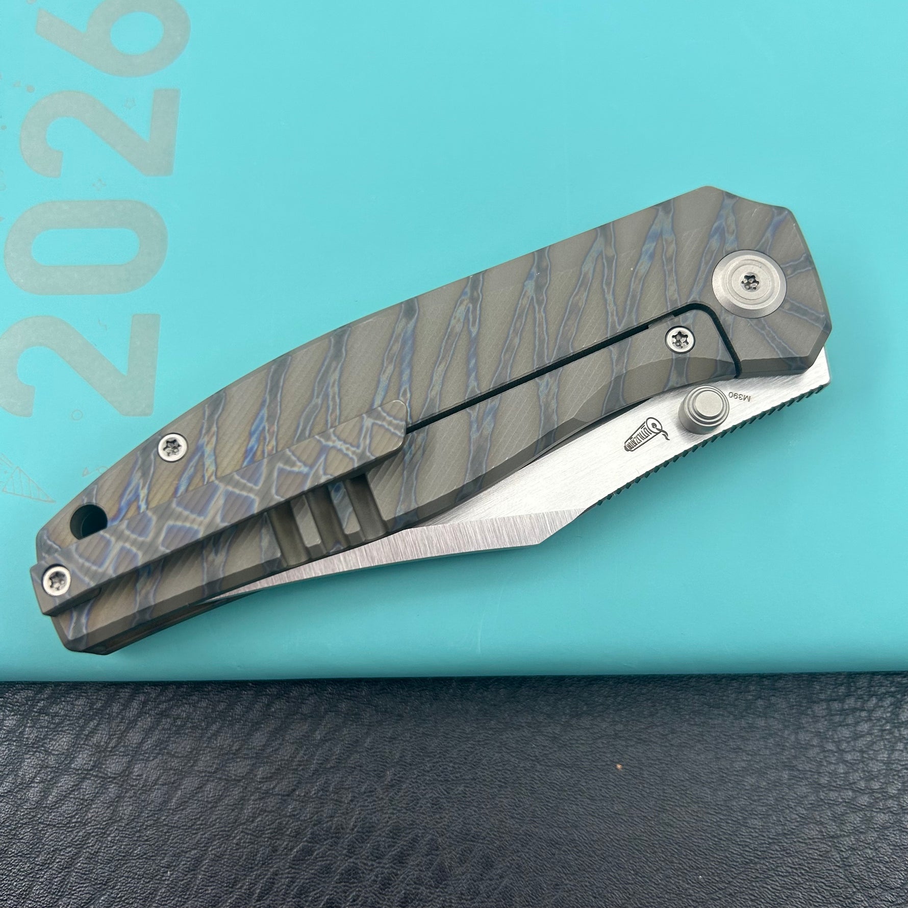 KB KNIVES KB478B Classico Frame Locking Folding Knife Flamed Titanium Handle 3.38" Belt Satin M390  Folding Knife