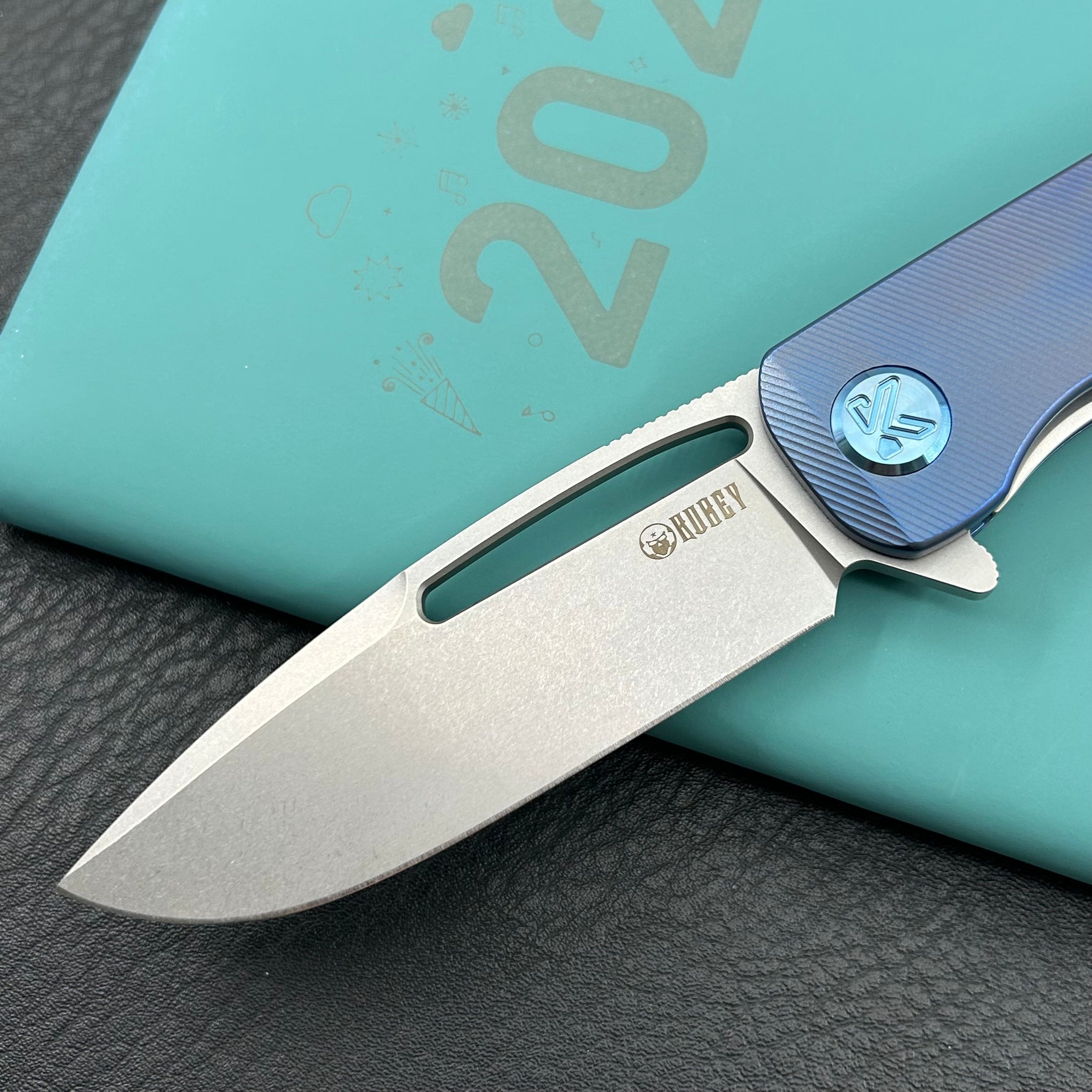 KU knife KU353B Supercell Linerlock Blue Ti Folding Knife