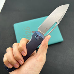 KU knife KU353B Supercell Linerlock Blue Ti Folding Knife