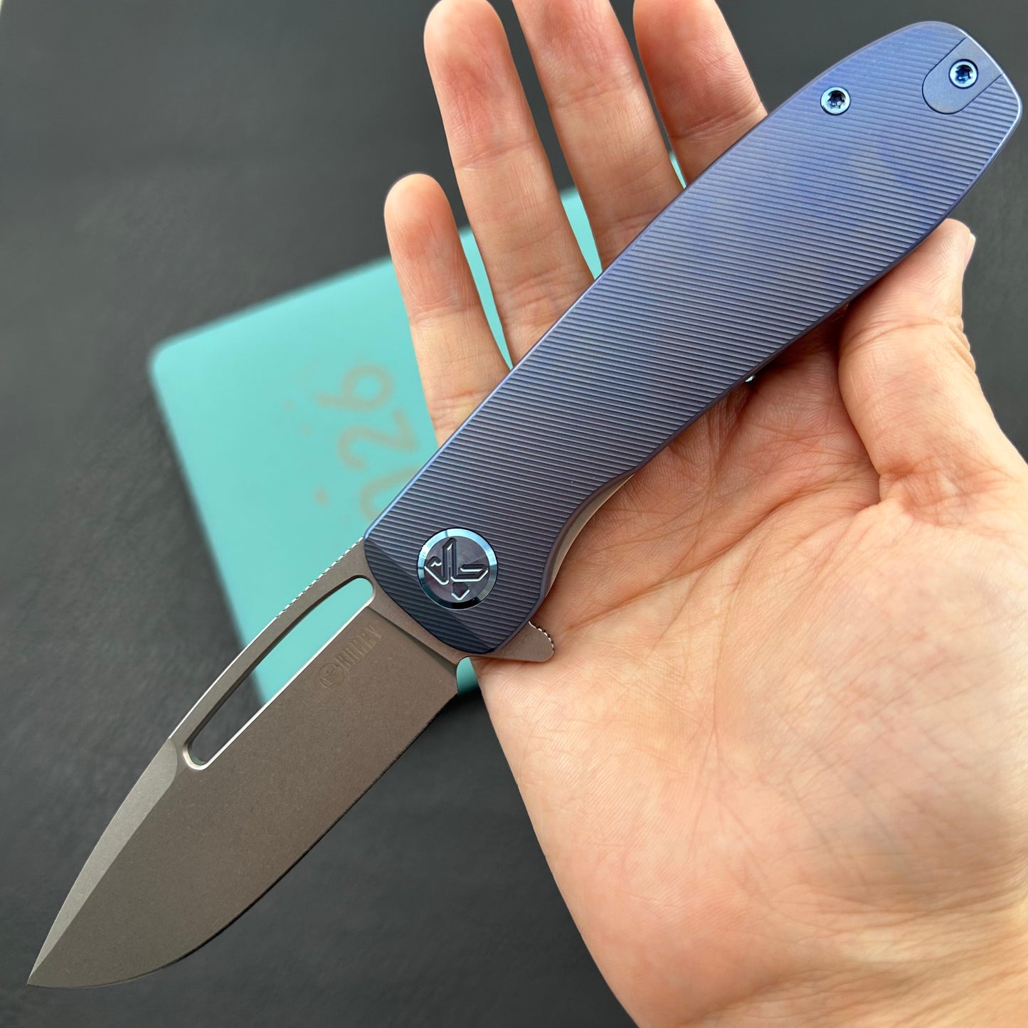KU knife KU353B Supercell Linerlock Blue Ti Folding Knife