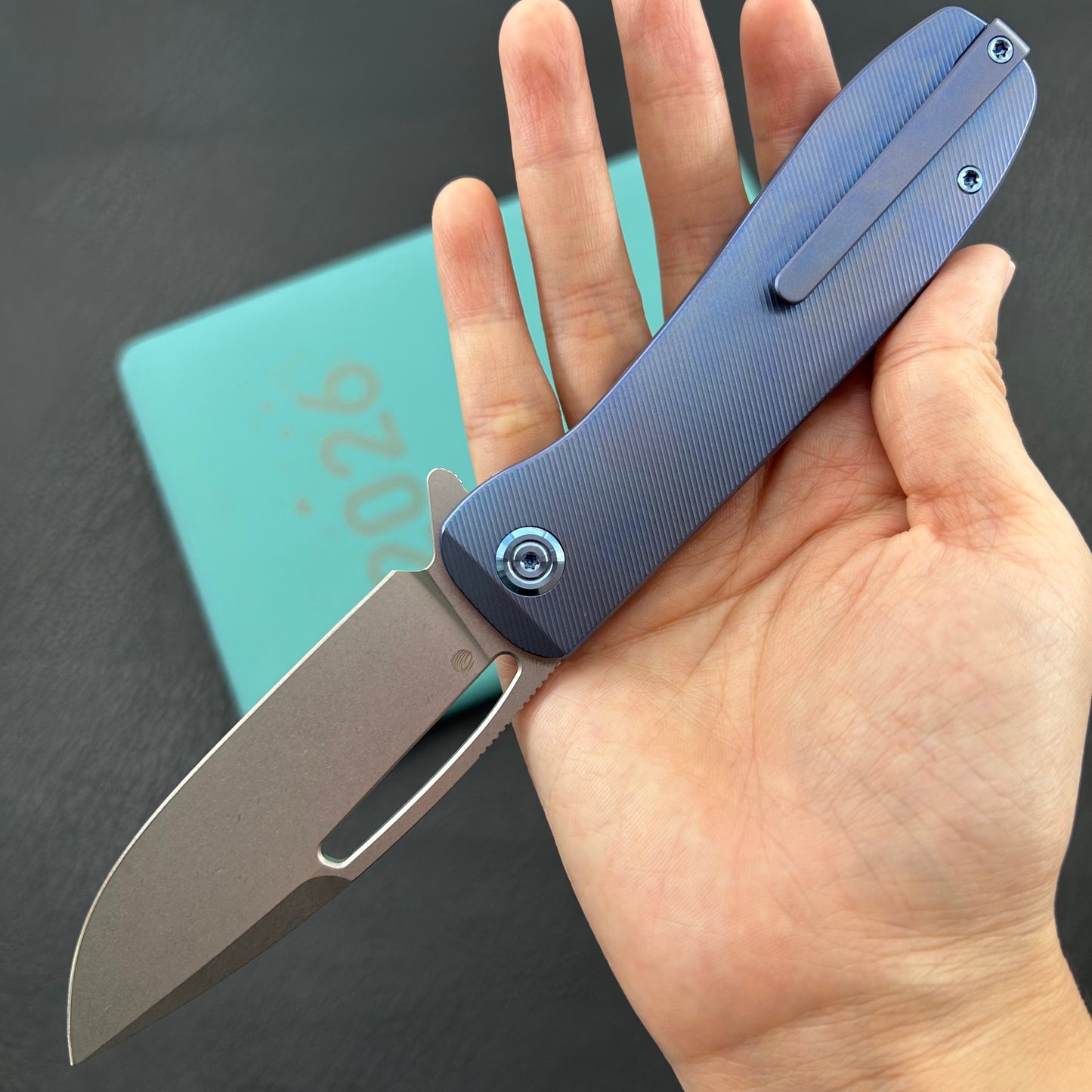 KU knife KU353B Supercell Linerlock Blue Ti Folding Knife